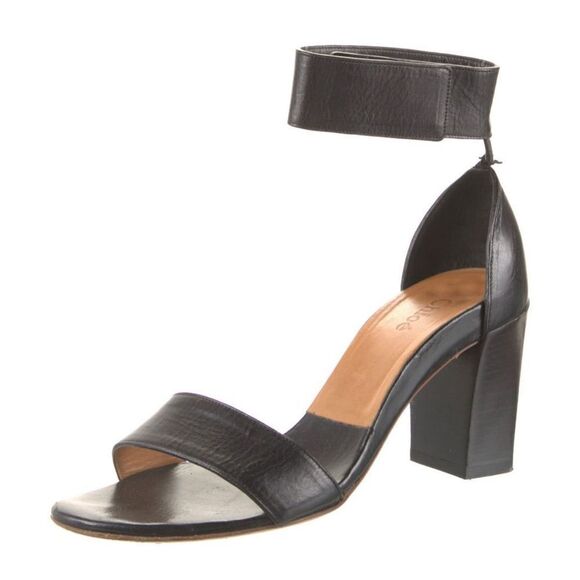 Chloe Ankle Strap Leather Block Heel Sandals Size 6.5, IT 36.5 - Picture 4 of 5